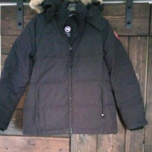 Canada Goose Black Puffer Jacket with Fur Trim